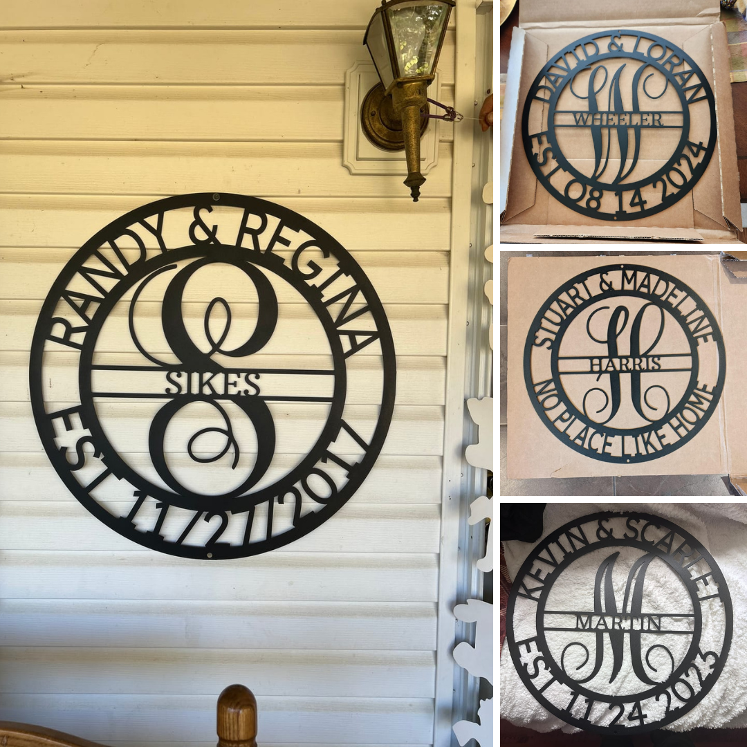 Custom Metal Wall Art - Personalized Split Letter Monogram Sign