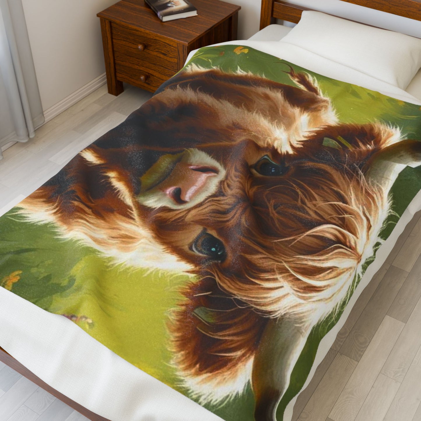 Highland Cow Velveteen Plush Blanket, Cozy Throw for Home Decor, Perfect Gift for Animal Lovers, Warm Blankets for Nursery, Kids' Room