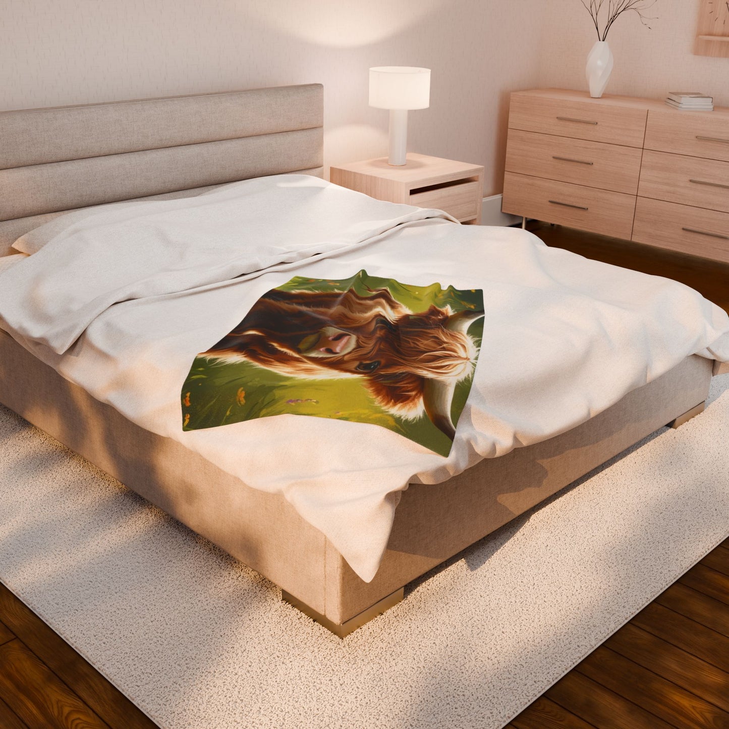 Highland Cow Velveteen Plush Blanket, Cozy Throw for Home Decor, Perfect Gift for Animal Lovers, Warm Blankets for Nursery, Kids' Room