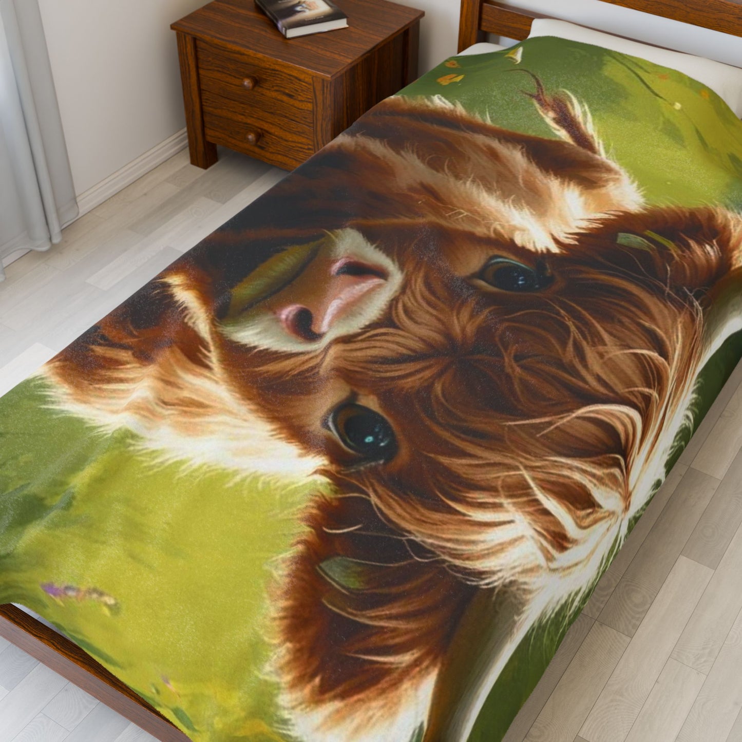 Highland Cow Velveteen Plush Blanket, Cozy Throw for Home Decor, Perfect Gift for Animal Lovers, Warm Blankets for Nursery, Kids' Room