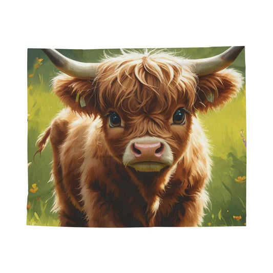 Highland Cow Velveteen Plush Blanket, Cozy Throw for Home Decor, Perfect Gift for Animal Lovers, Warm Blankets for Nursery, Kids' Room