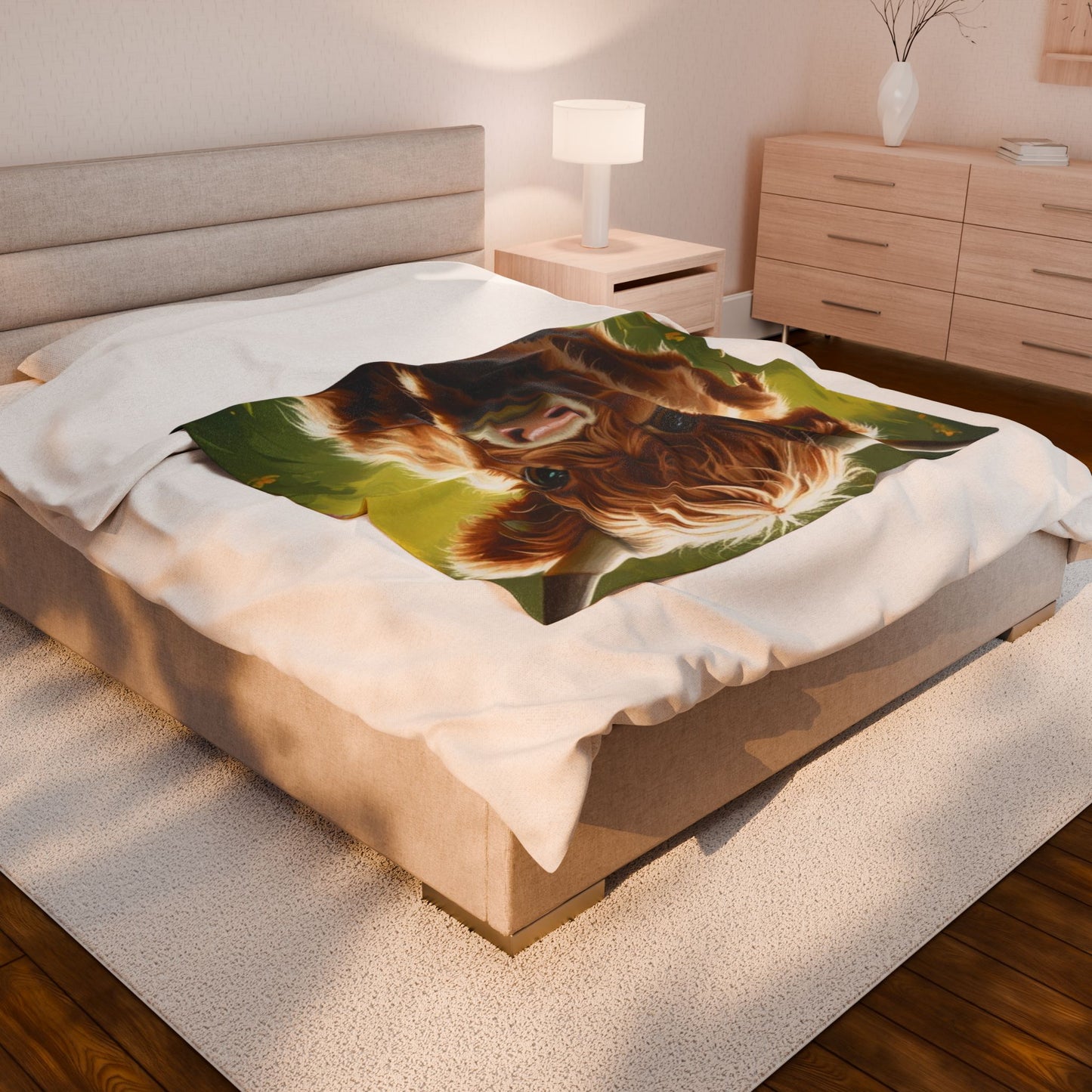 Highland Cow Velveteen Plush Blanket, Cozy Throw for Home Decor, Perfect Gift for Animal Lovers, Warm Blankets for Nursery, Kids' Room