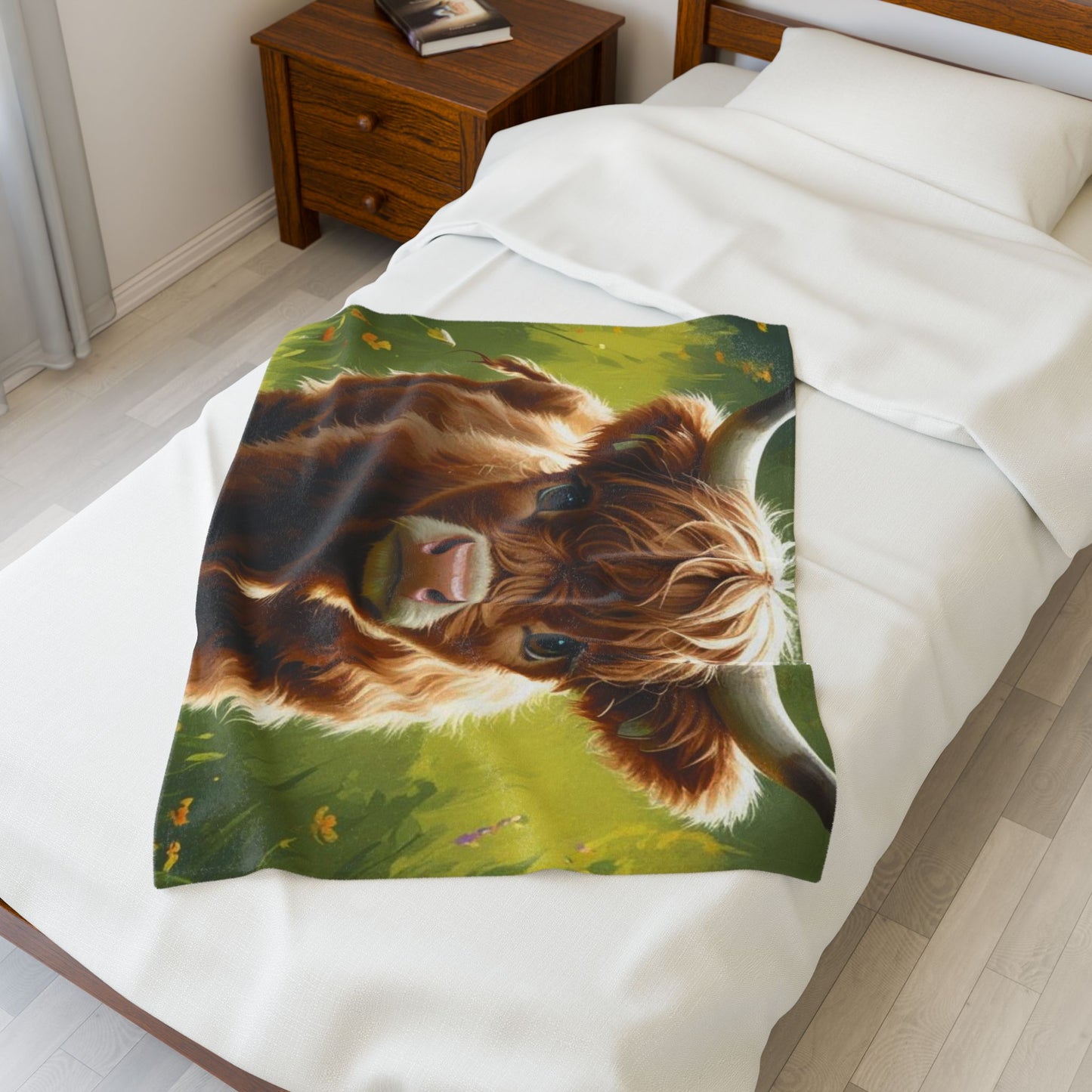 Highland Cow Velveteen Plush Blanket, Cozy Throw for Home Decor, Perfect Gift for Animal Lovers, Warm Blankets for Nursery, Kids' Room