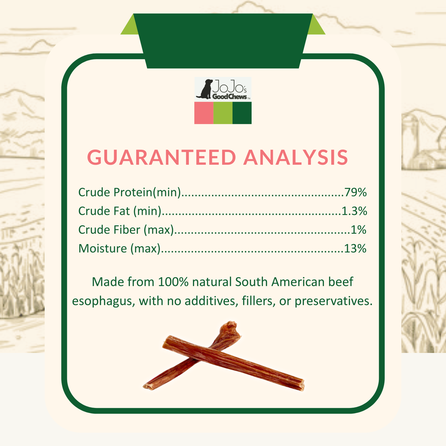 All-Natural Beef Gullet Stick Dog Treats – Delicious & Nutritious, Healthy Chews – 6 Inches (5-Pack)