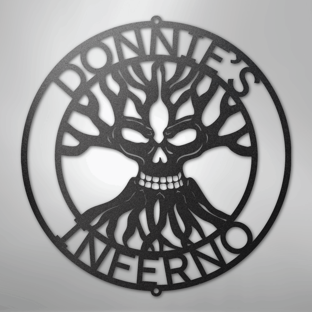 Custom Metal Wall Art - Personalized Skull Family Tree Sign