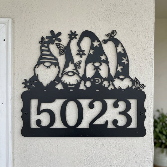 Custom Metal Wall Art - Personalized Gnome Address Sign