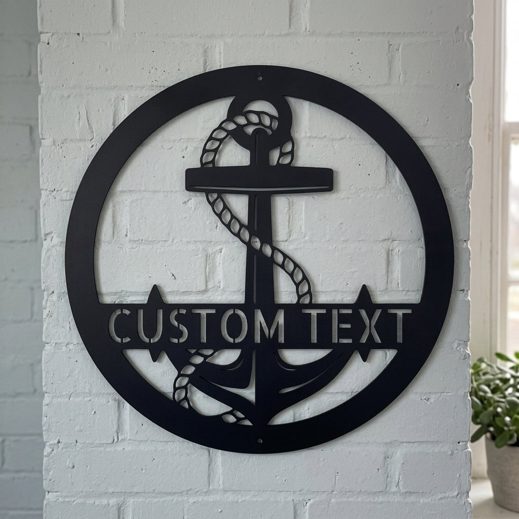 Custom Metal Wall Art - Personalized Nautical Anchor Sign