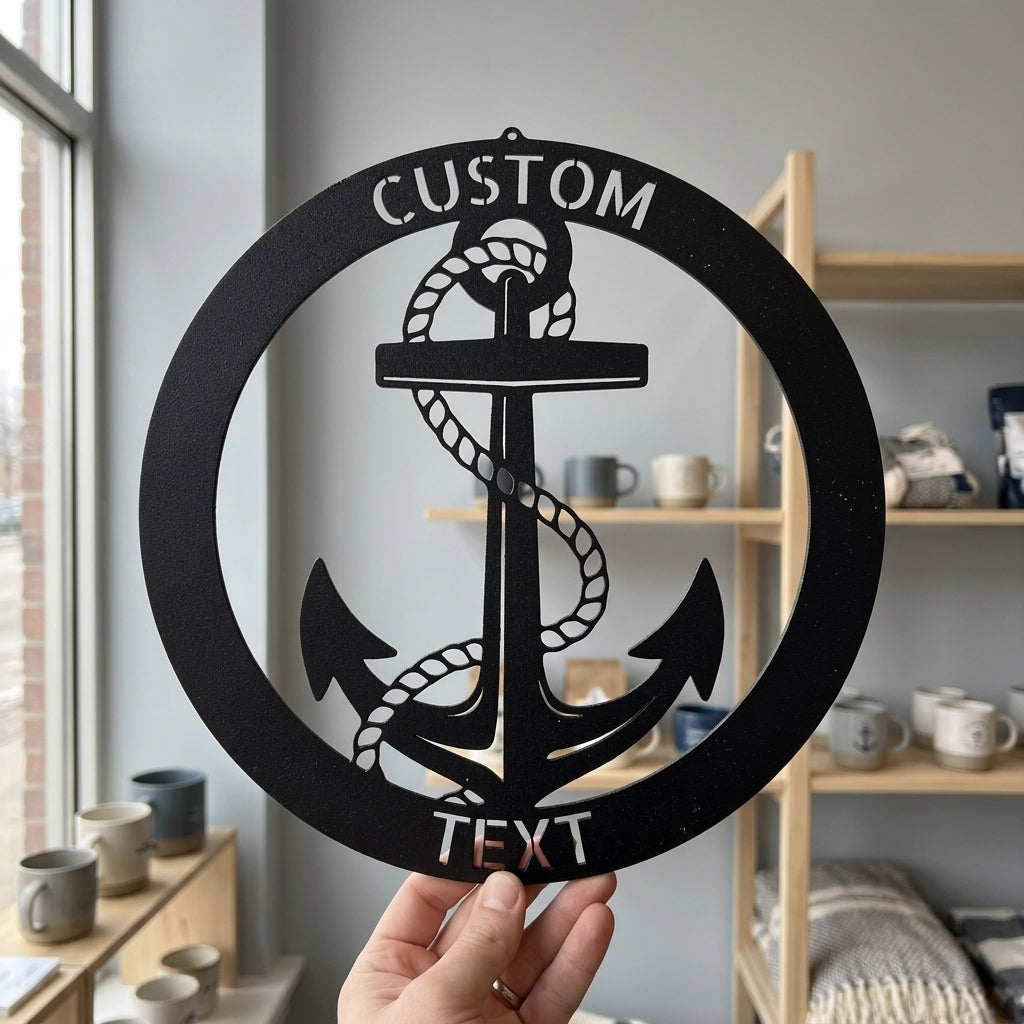 Custom Metal Wall Art - Personalized Nautical Anchor Sign