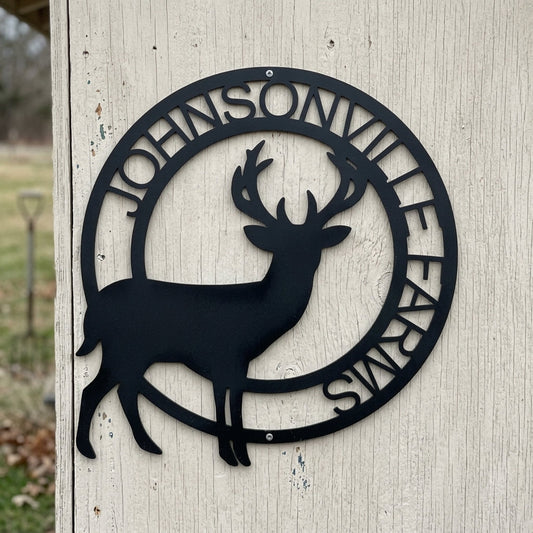 Custom Metal Wall Art - Personalized Stag Antler Monogram Sign