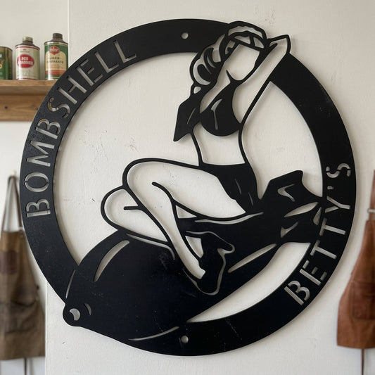 Custom Metal Wall Art - Personalzied Bombshell Lady Sign