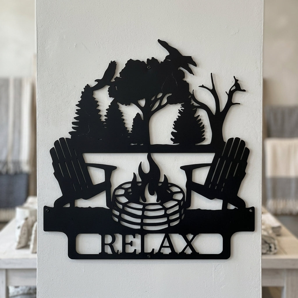 Custom Metal Wall Art - Personalized Campsite Name Monogram Sign