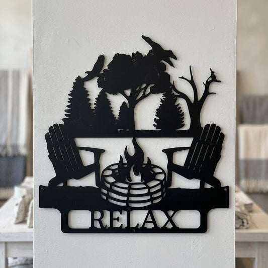Custom Metal Wall Art - Personalized Campsite Name Monogram Sign