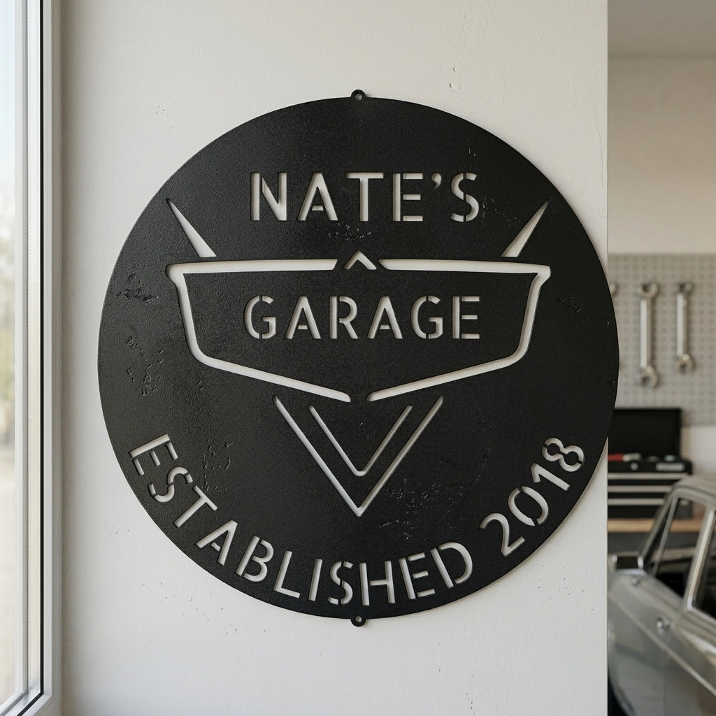 Custom Metal Wall Art - Personalized Classic Car Garage Plaque