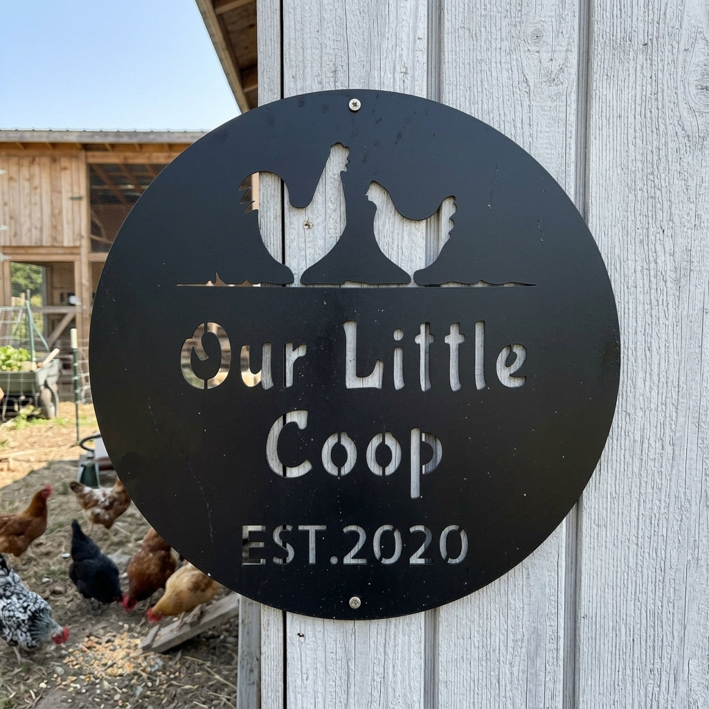 Custom Metal Wall Art - Personalized Chicken Coop Name Sign