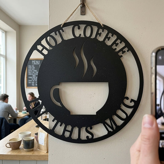 Custom Metal Wall Art - Personalized Coffee Bar Monogram Sign