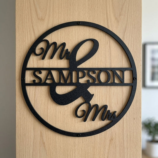 Custom Metal Wall Art - Personalized Mr and Mrs Sign