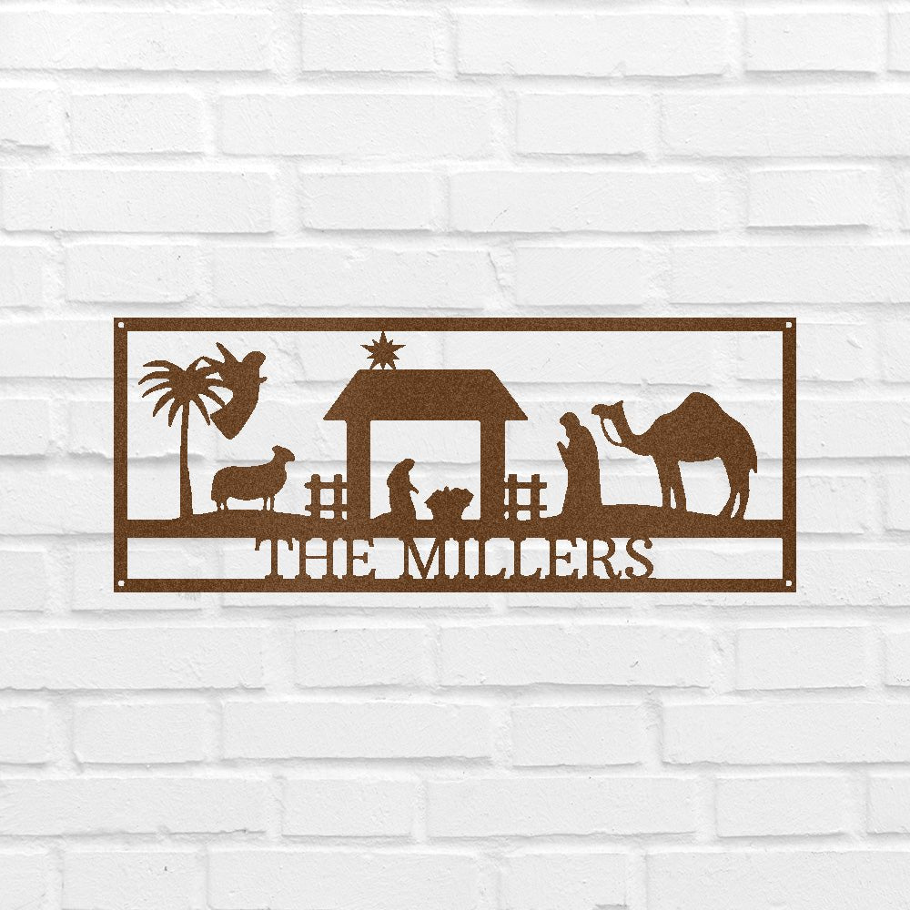 Custom Metal Wall Art - Personalized Nativity Sign