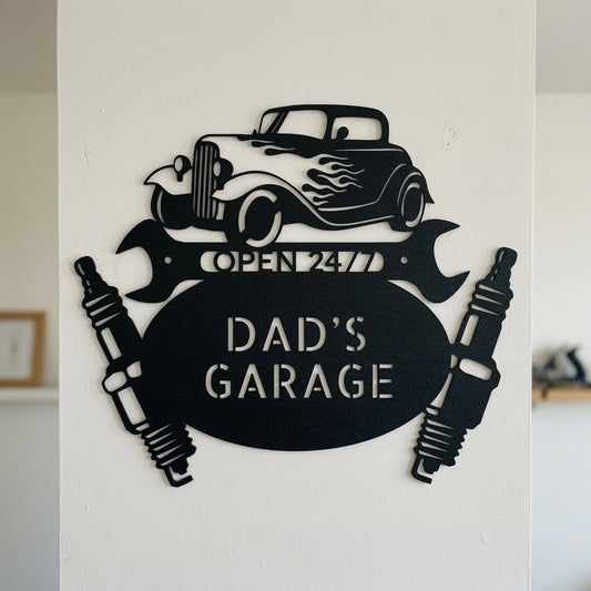 Custom Metal Wall Art - Personalized Dad's Garage Sign