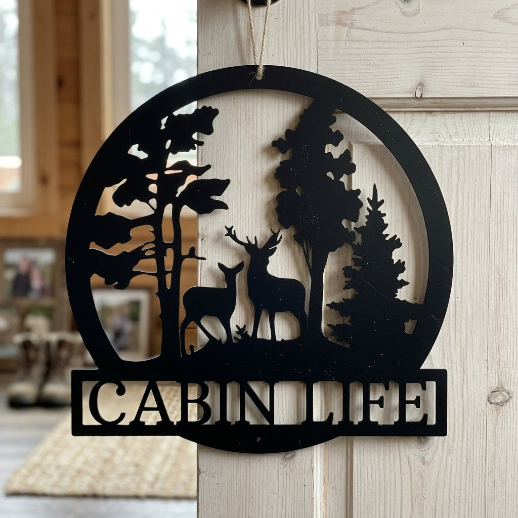 Custom Metal Wall Art - Deer Name Monogram Sign