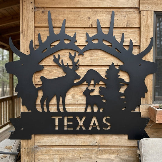 Custom Metal Wall Art - Personalized Antler Monogram Sign