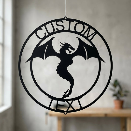 Custom Metal Wall Art - Personalized Dragon Sign