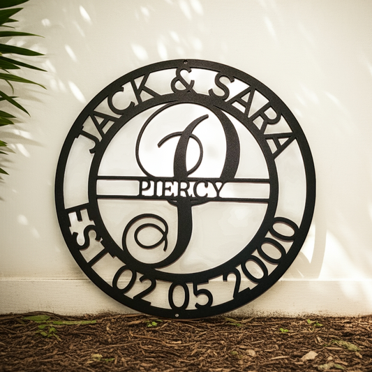 Custom Metal Wall Art - Personalized Split Letter Monogram Sign