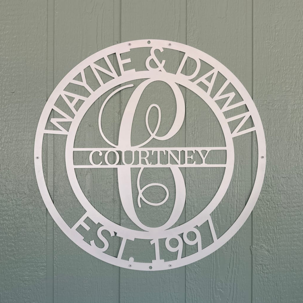 Custom Metal Wall Art - Personalized Split Letter Monogram Sign