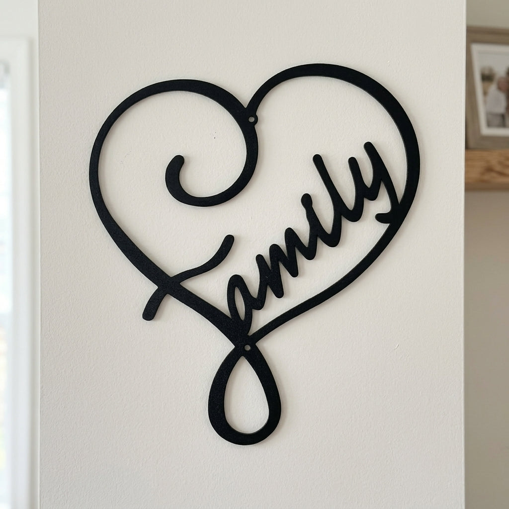Metal Wall Art - Family Heart Sign