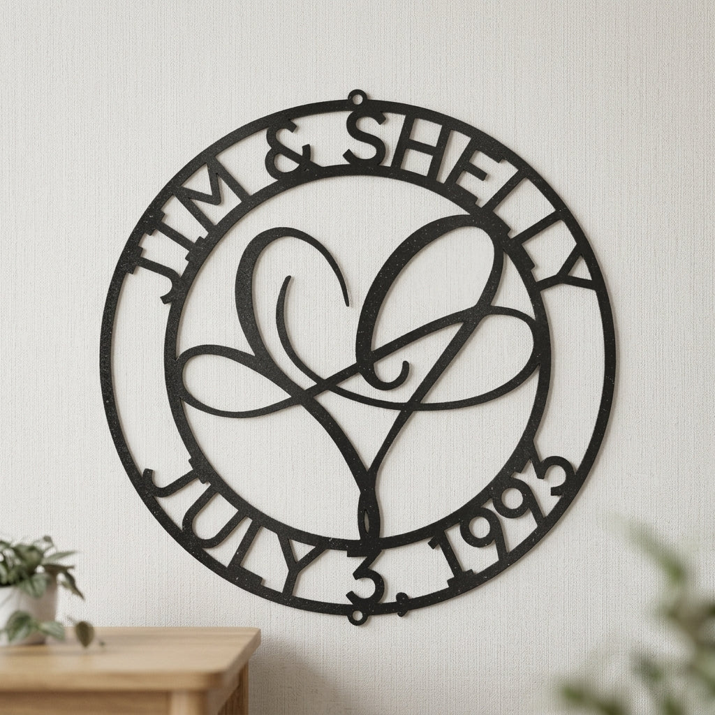 Custom Metal Wall Art - Personalized Wedding Infinity Name Sign
