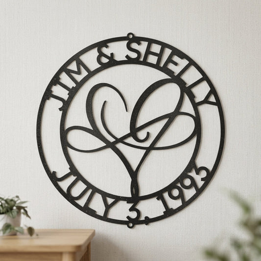 Custom Metal Wall Art - Personalized Wedding Infinity Name Sign