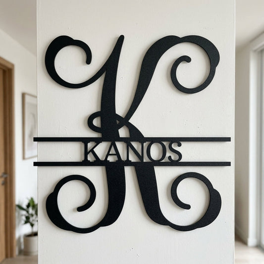 Custom Metal Wall Art - Personalized Vine Monogram Sign
