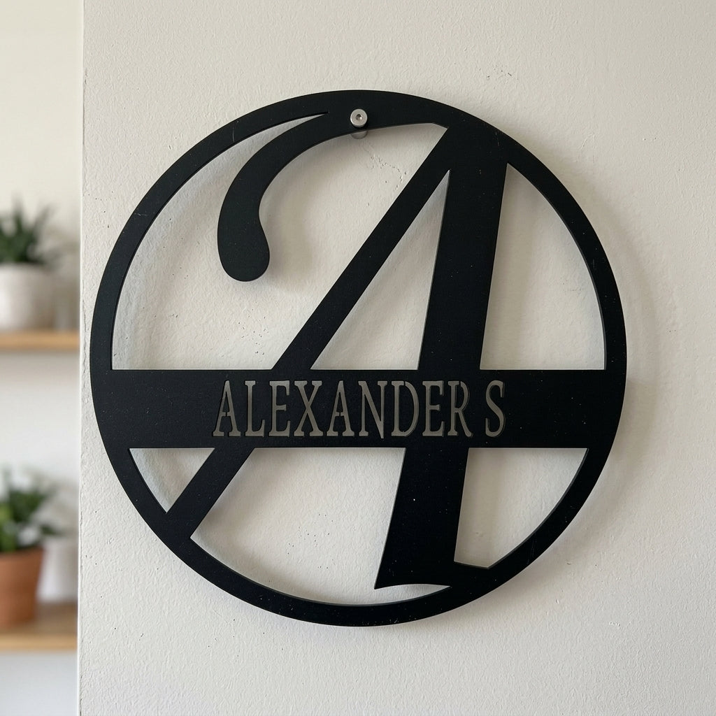 Custom Metal Wall Art - Personalized Split Letter Monogram Sign