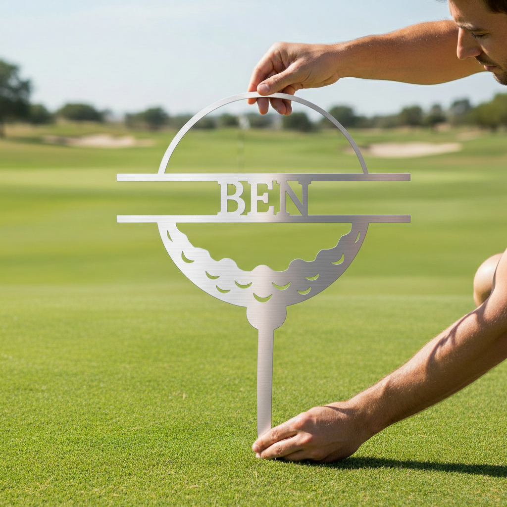 Custom Metal Wall Art - Personalized Golf Name Sign