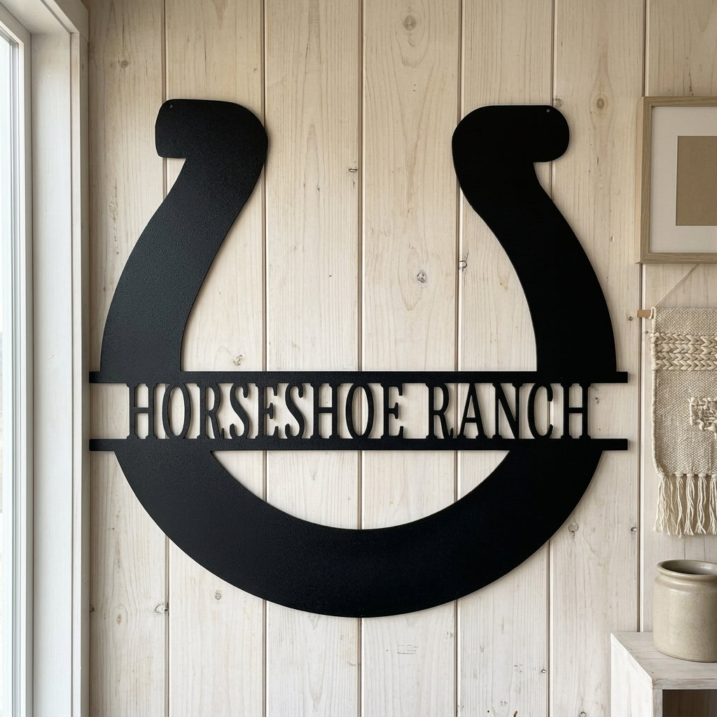 Custom Metal Wall Art - Personalized Horseshoe Sign