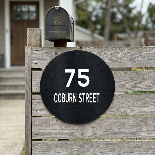 Custom Metal Sign - Personalized Round House Number Plaque