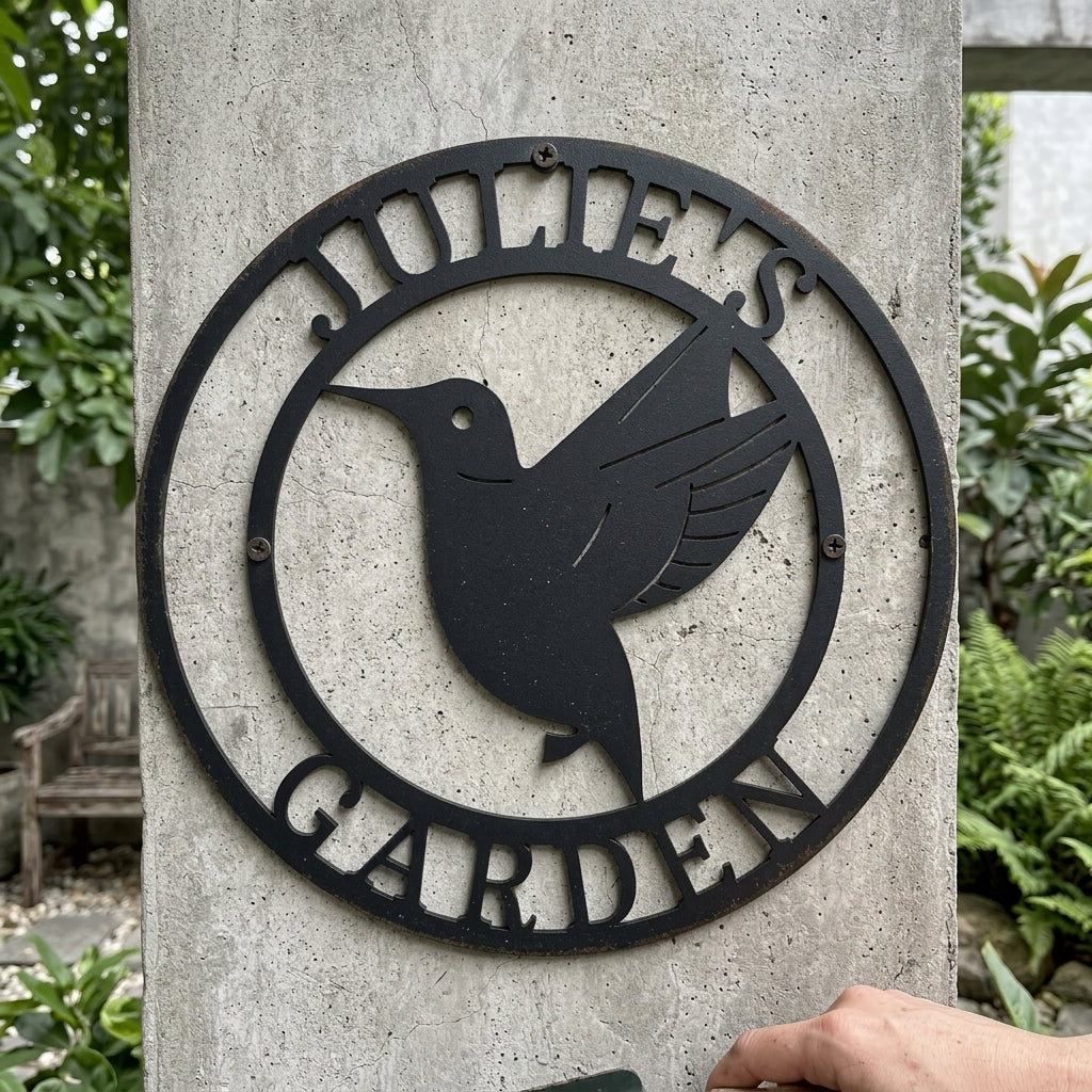 Custom Metal Wall Art - Personalized Hummingbird Name Sign