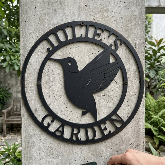 Custom Metal Wall Art - Personalized Hummingbird Name Sign