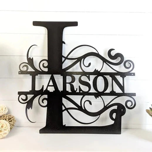 Custom Metal Wall Art - Family Split Letter Monogram Sign