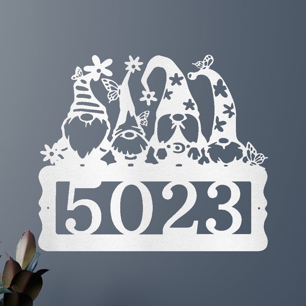Custom Metal Wall Art - Personalized Gnome Address Sign