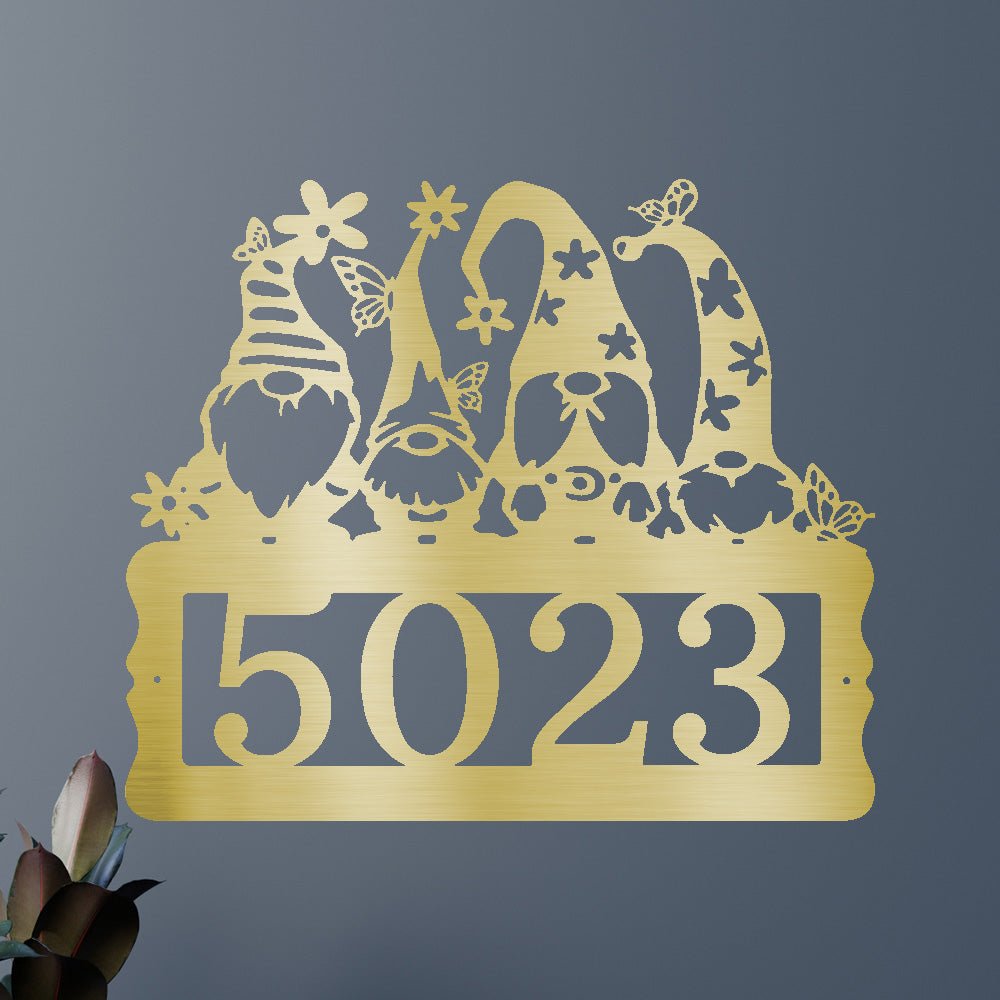 Custom Metal Wall Art - Personalized Gnome Address Sign