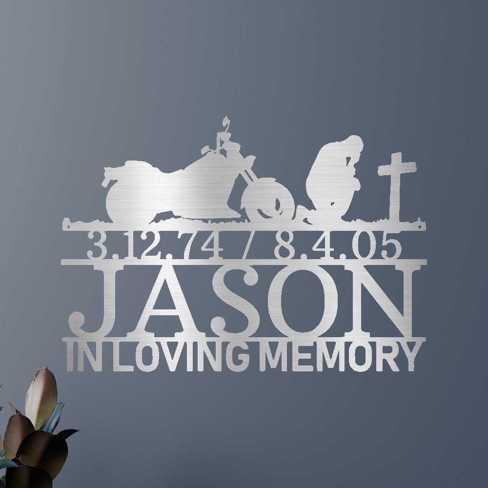 Custom Metal Wall Art - Personalized Biker Memorial Sign