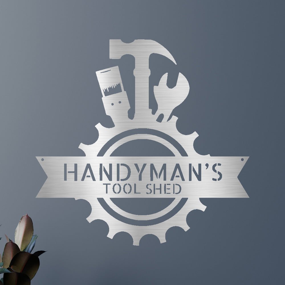 Custom Metal Wall Art - Personalized Tool Man Workshop Plaque