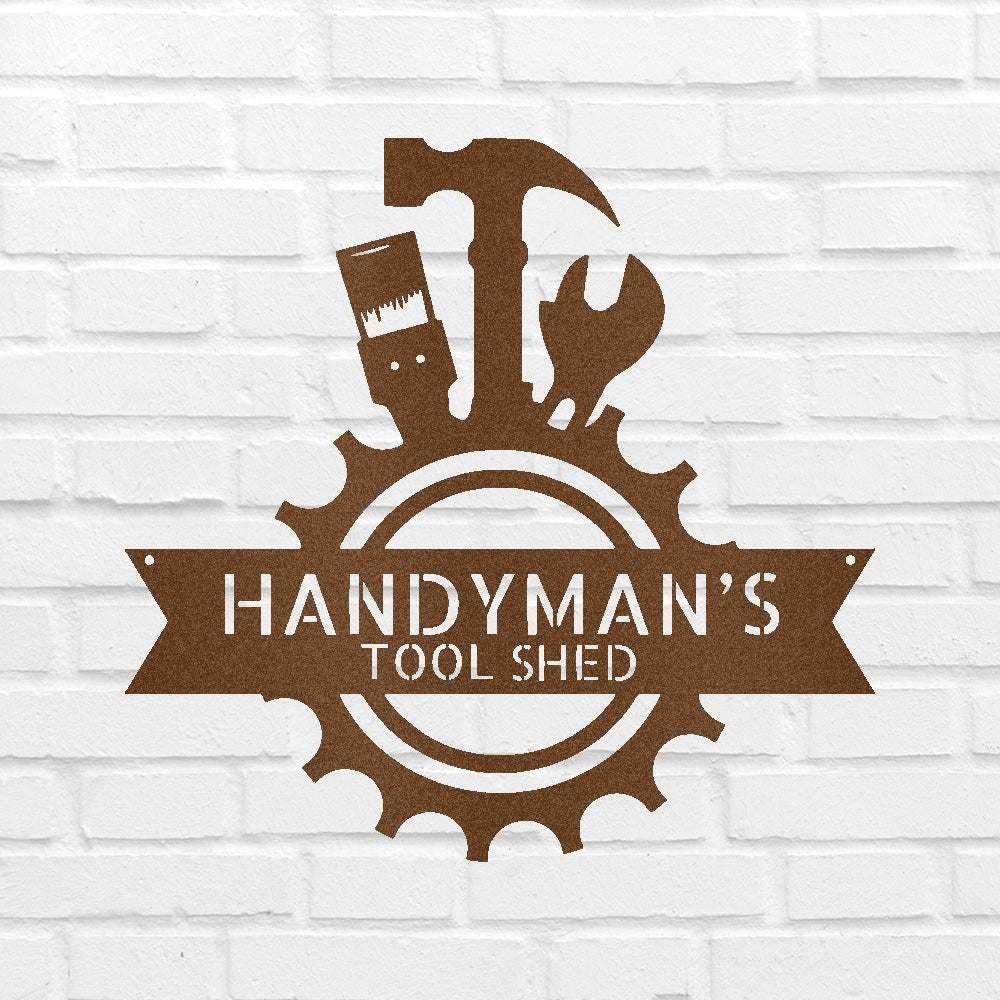 Custom Metal Wall Art - Personalized Tool Man Workshop Plaque