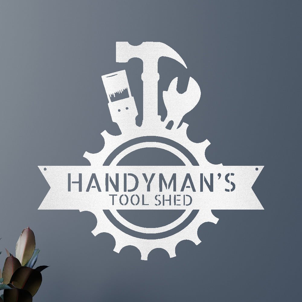 Custom Metal Wall Art - Personalized Tool Man Workshop Plaque