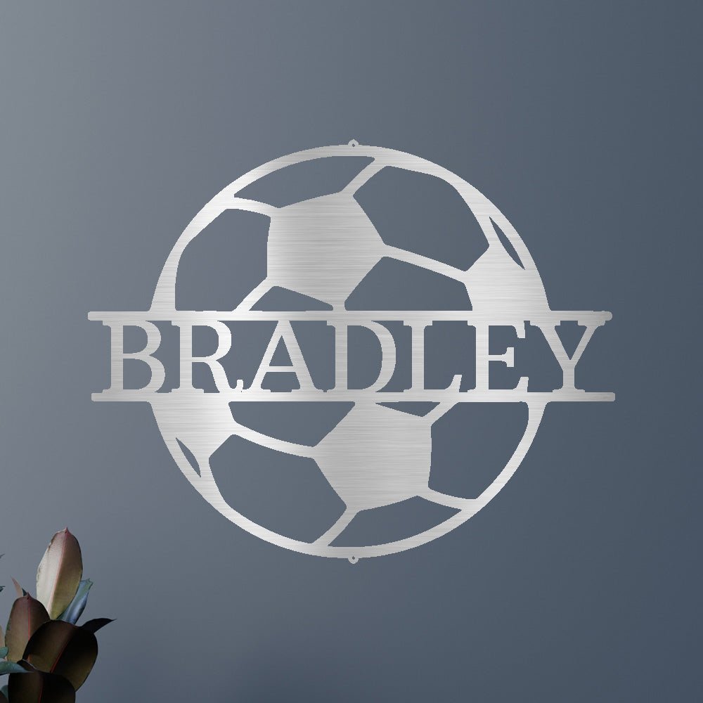 Custom Metal Wall Art - Personalized Soccer Ball Name Sign