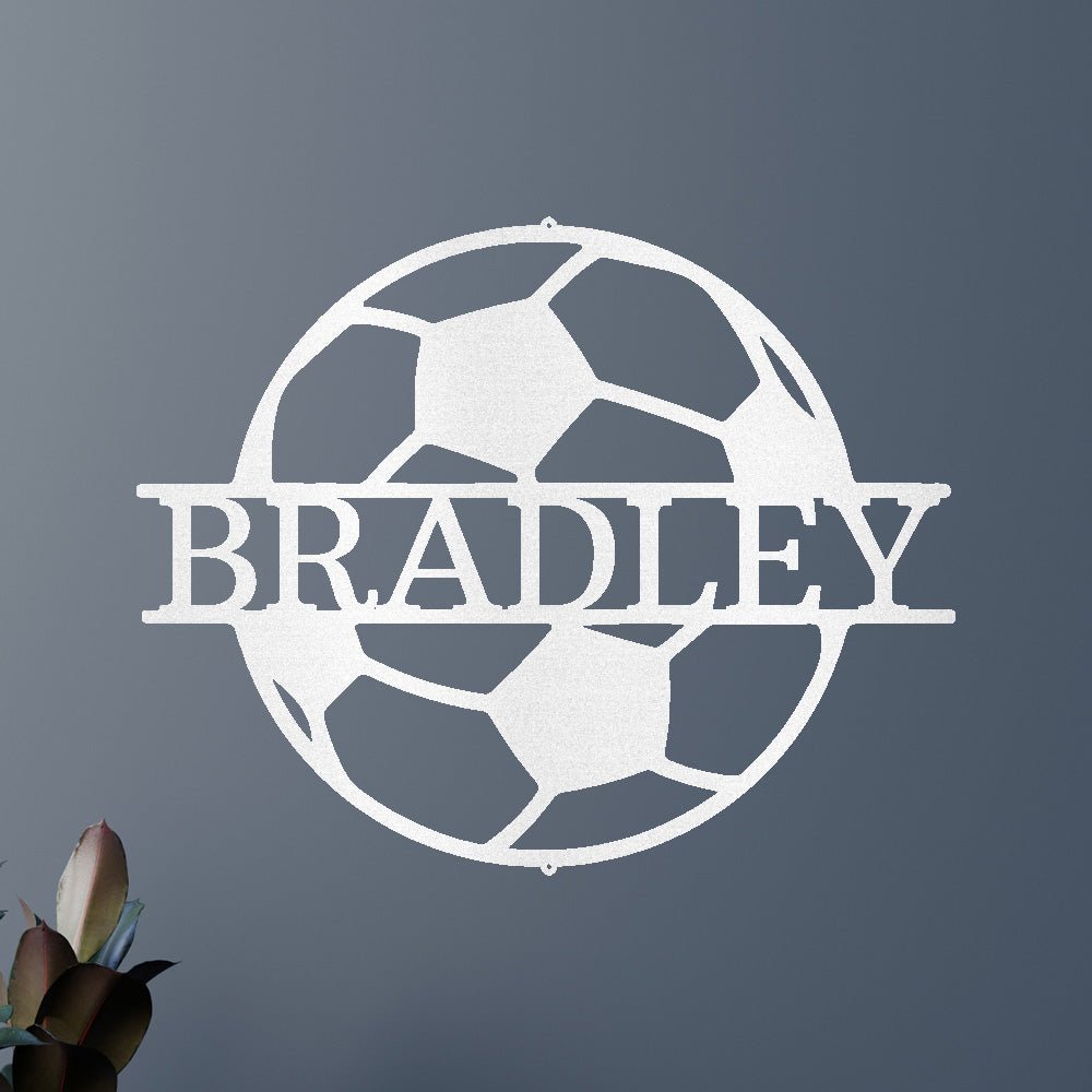 Custom Metal Wall Art - Personalized Soccer Ball Name Sign