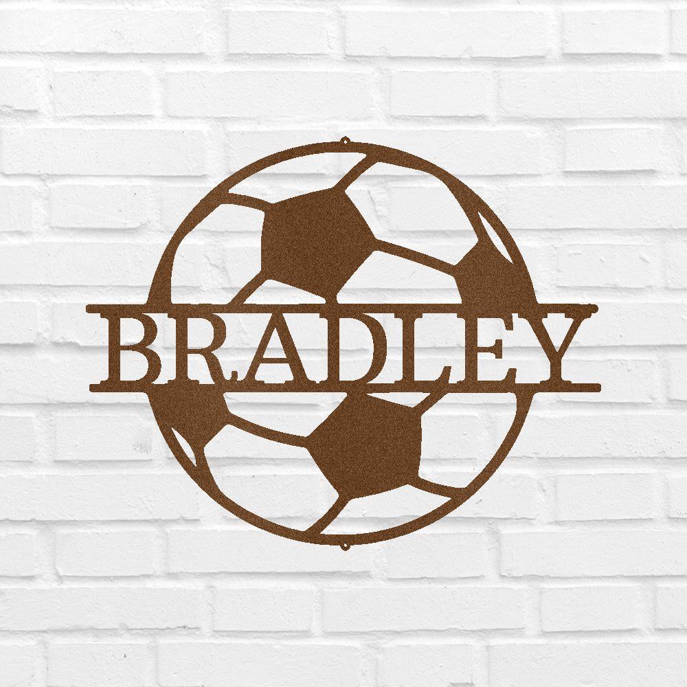 Custom Metal Wall Art - Personalized Soccer Ball Name Sign