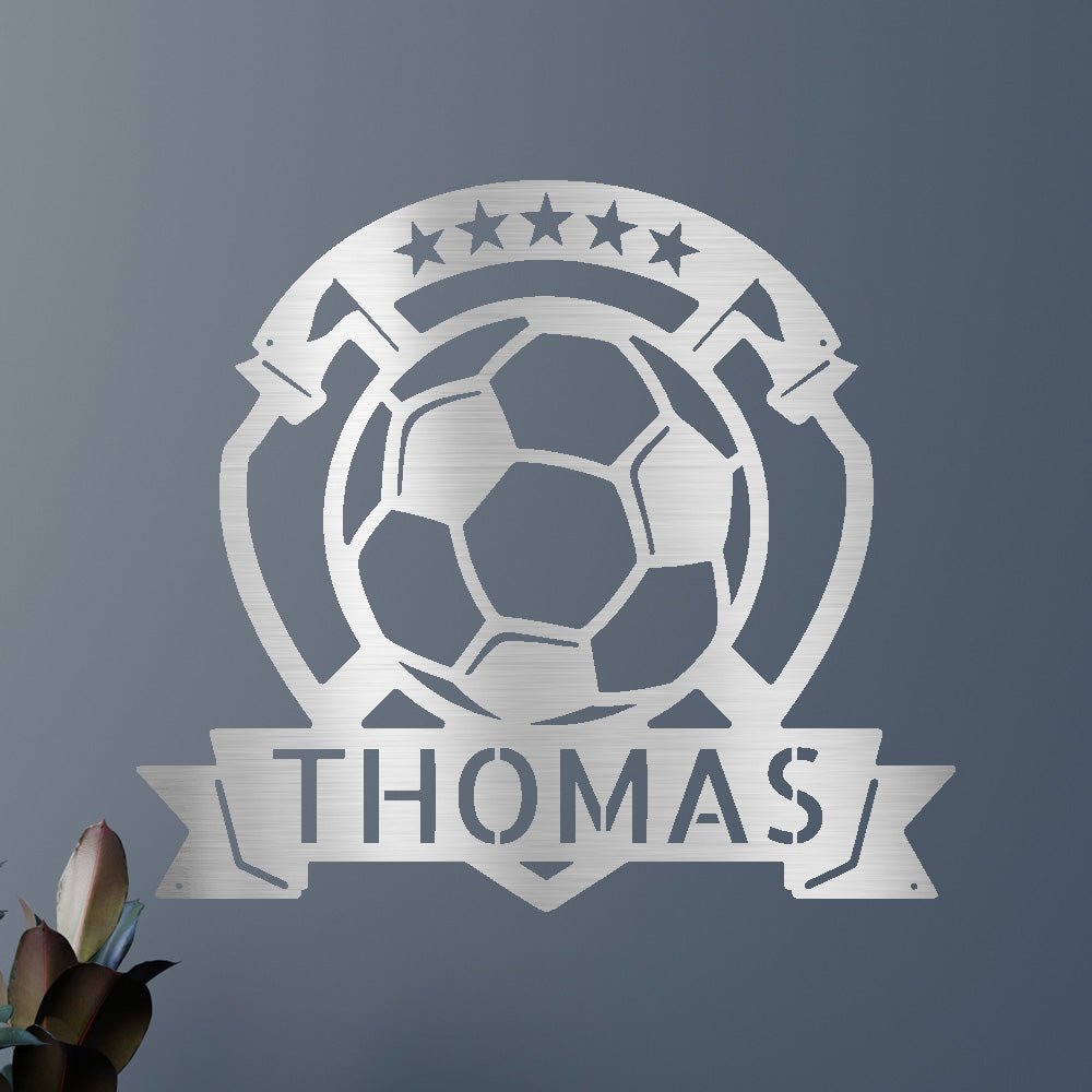 Custom Metal Wall Art - Personalized Soccer Ball Sign