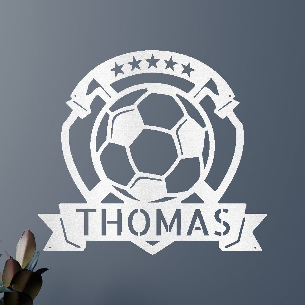 Custom Metal Wall Art - Personalized Soccer Ball Sign