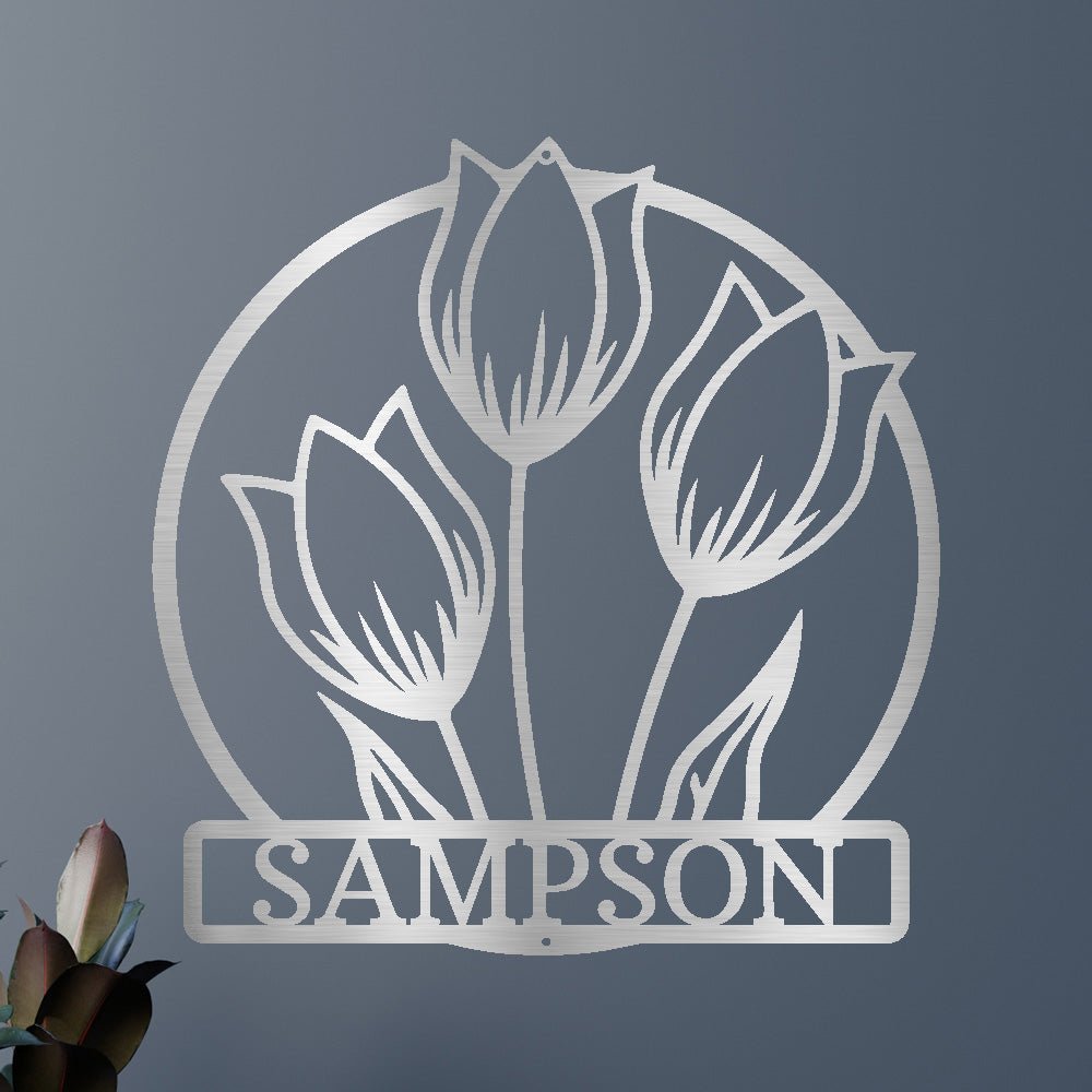 Custom Metal Wall Art - Personalized Tulip Sign